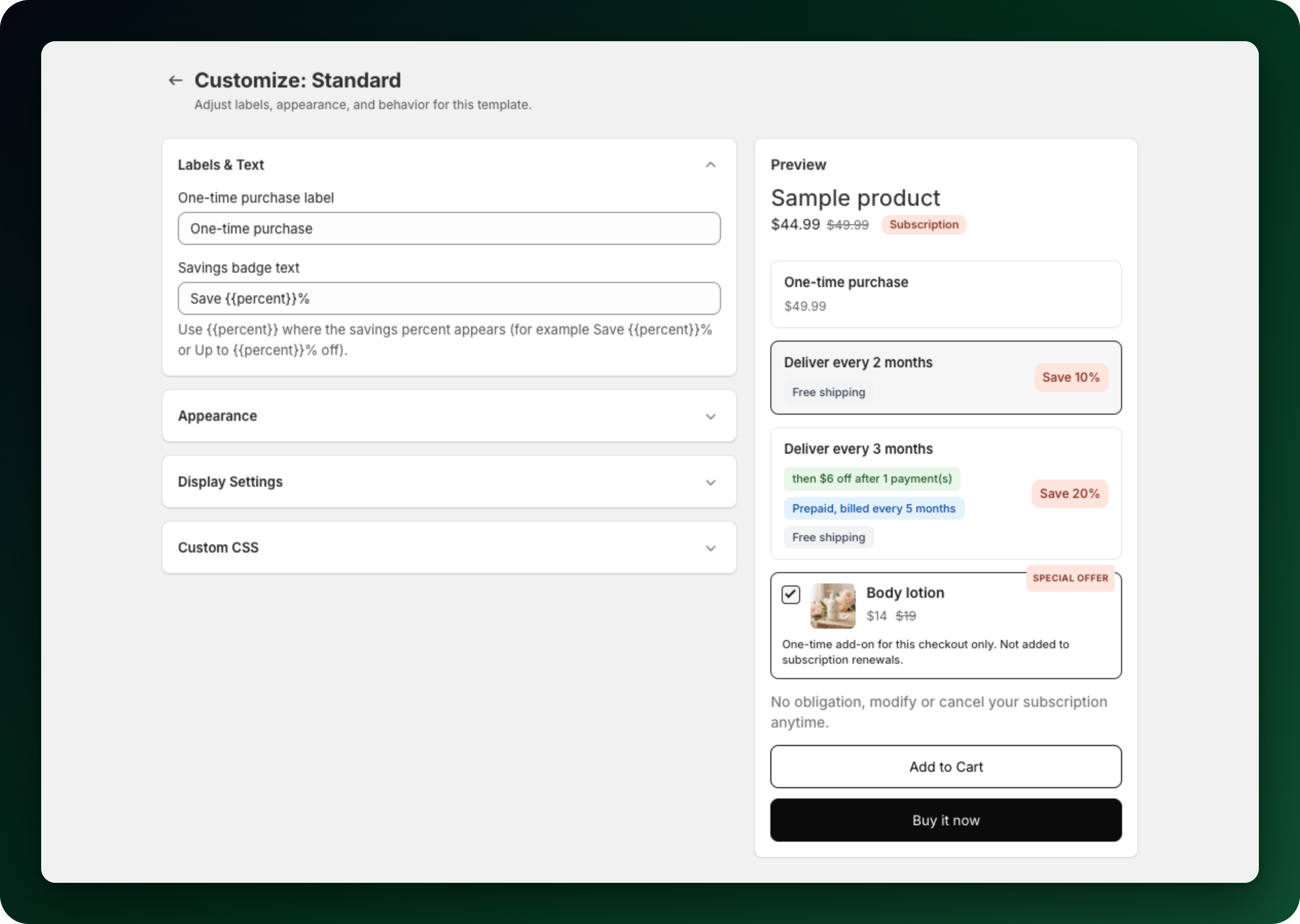 The widget editor with its foldable sections and the preview on the right The widget editor with its foldable sections and the preview on the right
