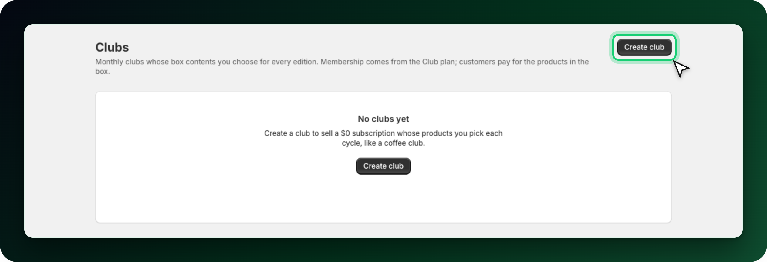 The Clubs page before any club exists The Clubs page before any club exists